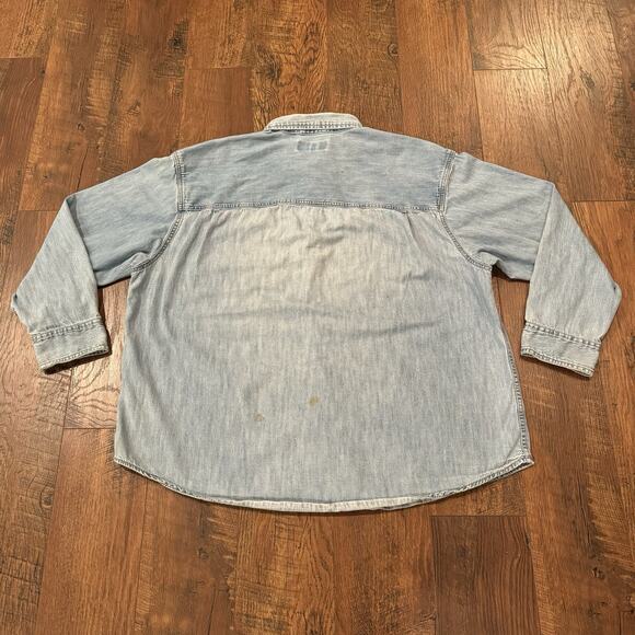 Vintage Levis Shirt Men's 2XL Blue Denim Button Down Shirt Western Pocket VTG - Picture 8 of 10